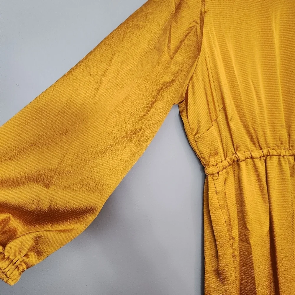 Michael Kors Gold mini Dress size 1x NWT lightweight silky bold elastic waist - Picture 3 of 12